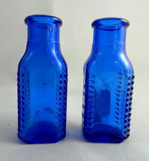 Poison - 2 cobalt rectangle bottles