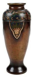 Bronze Arts and Crafts Style Champleve Vase