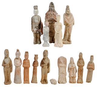 14 Early Chinese Earthenware Burial Figures 