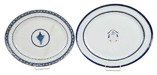 Two Chinese Export Armorial Porcelain Platters