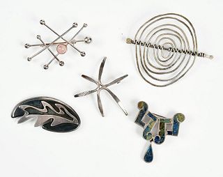 Five Silver Brooches