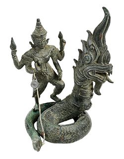 Southeast Asian Bronze Naga Figural Group