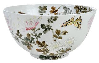Large Japanese Finely Enameled Floral Bowl