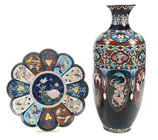 Japanese Cloisonne Vase and Plate