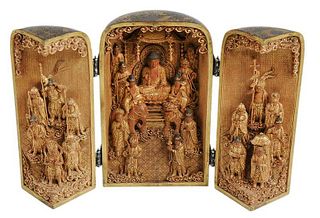 Japanese Lacquered and Gilt Traveling Shrine
