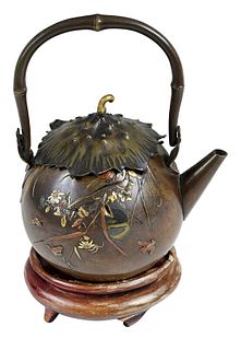 Japanese Aesthetic Movement Mixed Metals Teapot 