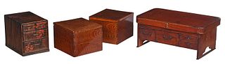 Four Japanese Wooden Table Objects