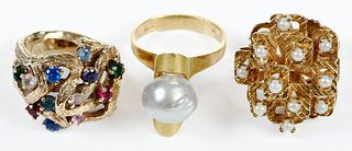 Three Gold Gemstone Rings