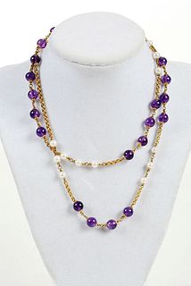 18kt. Amethyst and Pearl Necklace