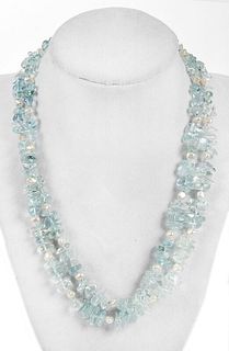 14kt. Aquamarine Bead Necklace