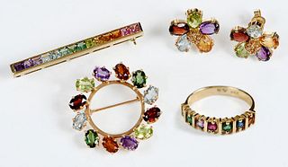 Four Pieces 14kt. Gemstone Jewelry
