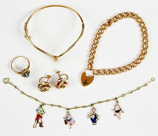 Five Pieces Retro Gold Jewelry