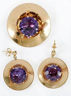 14kt. Brooch and Earring Set