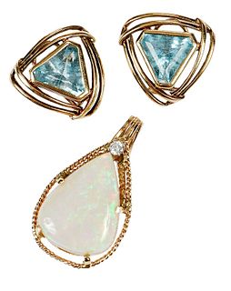 Two Pieces 14kt. Gemstone Jewelry