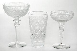 33 Pieces of Assorted Cut Glass Drinkware