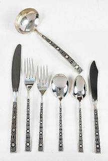 Spanish Tracery Sterling Flatware, 67 Pieces