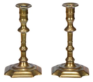 Pair of Queen Anne Brass Candlesticks