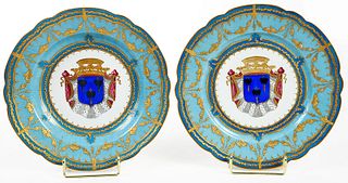 Two Sevres Armorial Porcelain Cabinet Plates