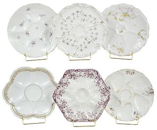 28 Porcelain Oyster Plates, Various Makers