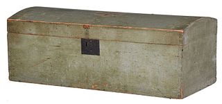 Signed American Blue Painted Dome Top Trunk