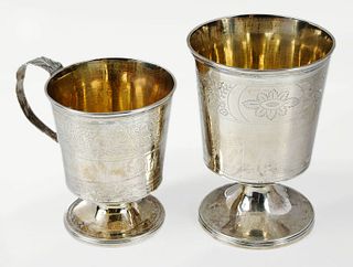 Georgian English Silver Goblet and Mug