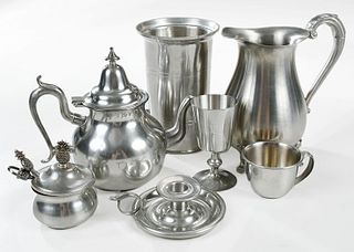25 Assorted American Pewter Table Objects
