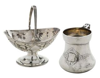 Tiffany Coin Silver Mug and Sugar Basket