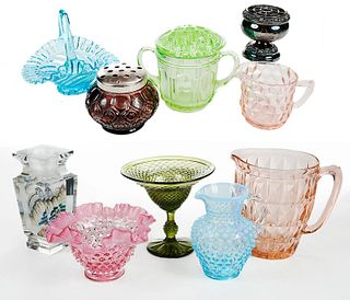 11 Assorted Colored Glass and Metal Table Objects