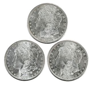 Ten 1881-S Morgan Silver Dollars