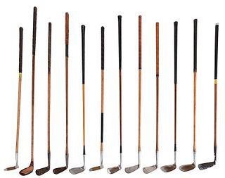 12 Wooden Shaft Golf Clubs 
