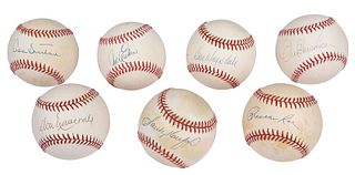 Seven Dodgers Pitchers Signed Baseballs