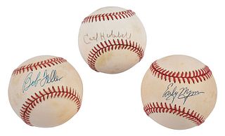 Three Hall of Fame Pitchers Signed Baseballs