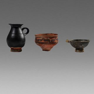 Lot of 3 Ancient South Italian Greek Pottery Vessels c.4th century BC.