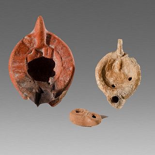 Lot of 3 Ancient Roman Terracotta Oil Lamps c.2nd- 4th century AD.
