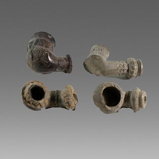 Lot of 4 Islamic Turkish Pottery Smoking Pipes c.18th century AD. 