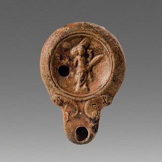 Ancient Roman Terracotta Oil Lamp with Satyr c.3rd century AD.