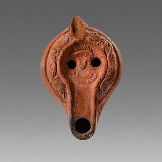 Ancient Roman North African Terracotta Oil Lamp with Soldier c.5th century AD. 
