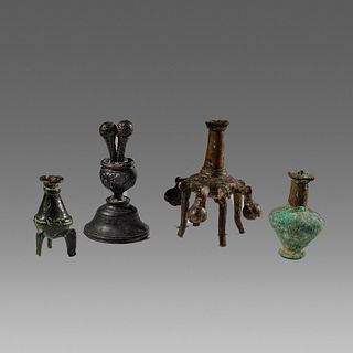 Lot of 4 Ancient Near Eastern Bronze Kohl Vessels c.2nd Millenium BC. 