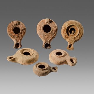 Lot of 6 Ancient Holy Land Herodian Terracotta Oil Lamps c.1st century BC. 