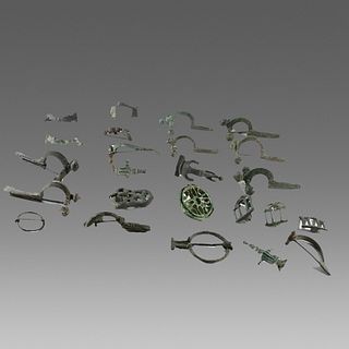Collection of 24 Ancient Roman Bronze Fibulas c.100-300 AD. 