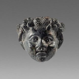 Ancient Greek Thrace Bronze head of Satyr c.3rd cent BC. 