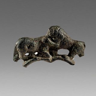 Ancient Roman Bronze Of Lion Attacking Bull c.2nd cent AD. 