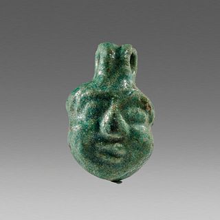 Ancient Egyptian Faience head of Bes c.664-343 BC. 