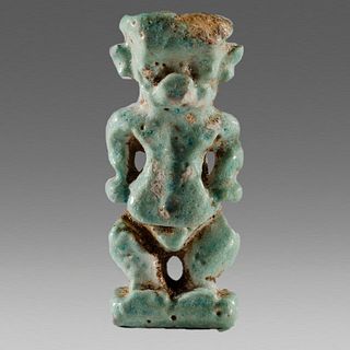 Ancient Egyptian Faience Dward Pataikos Amulet c.664-525 BC. 