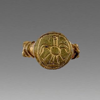 Ancient Ostrogothic Gold Plated Silver Ring c.7th cent AD. 