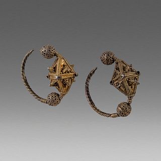 Ancient Byzantine Gold plated Earrings c.1250 AD. 