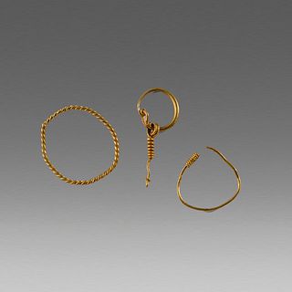 Lot of 3 Ancient Roman Gold Single Earring c.3rd cent AD. 