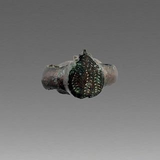 Ancient Byzantine Bronze Ring with heart c.10th cent AD. 