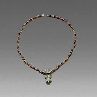 Egyptian Mummy Bead Necklace with Bes Amulet c.664-332 BC.