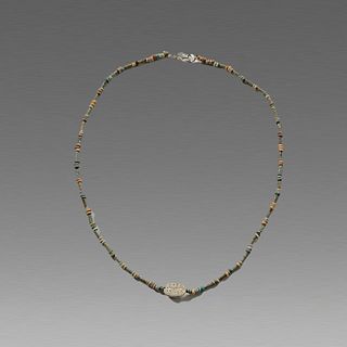 Egyptian Mummy Bead Necklace with Scarab c.664-332 BC. 